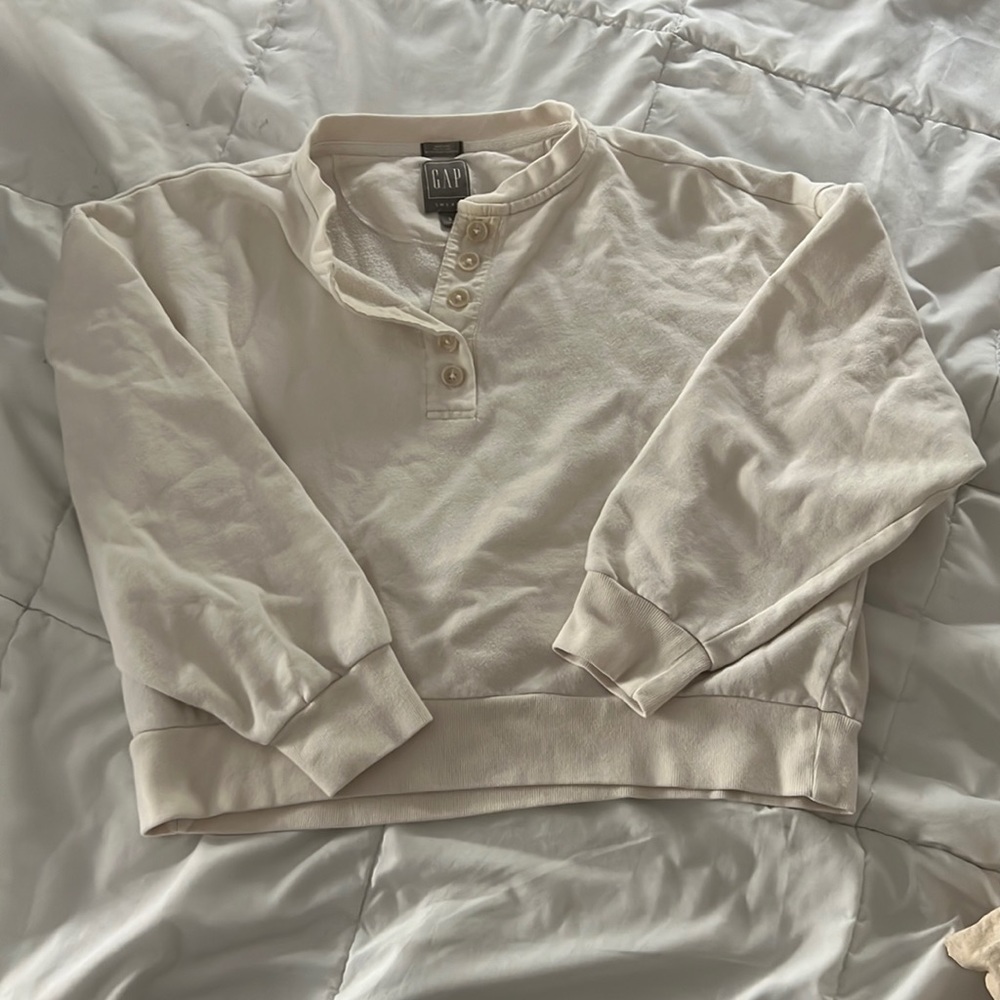 Gap Half Button Crew Neck Sweatshirt